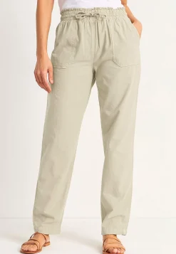 Cellbes of Sweden Lång byxa i tvättad bomull Beige Best