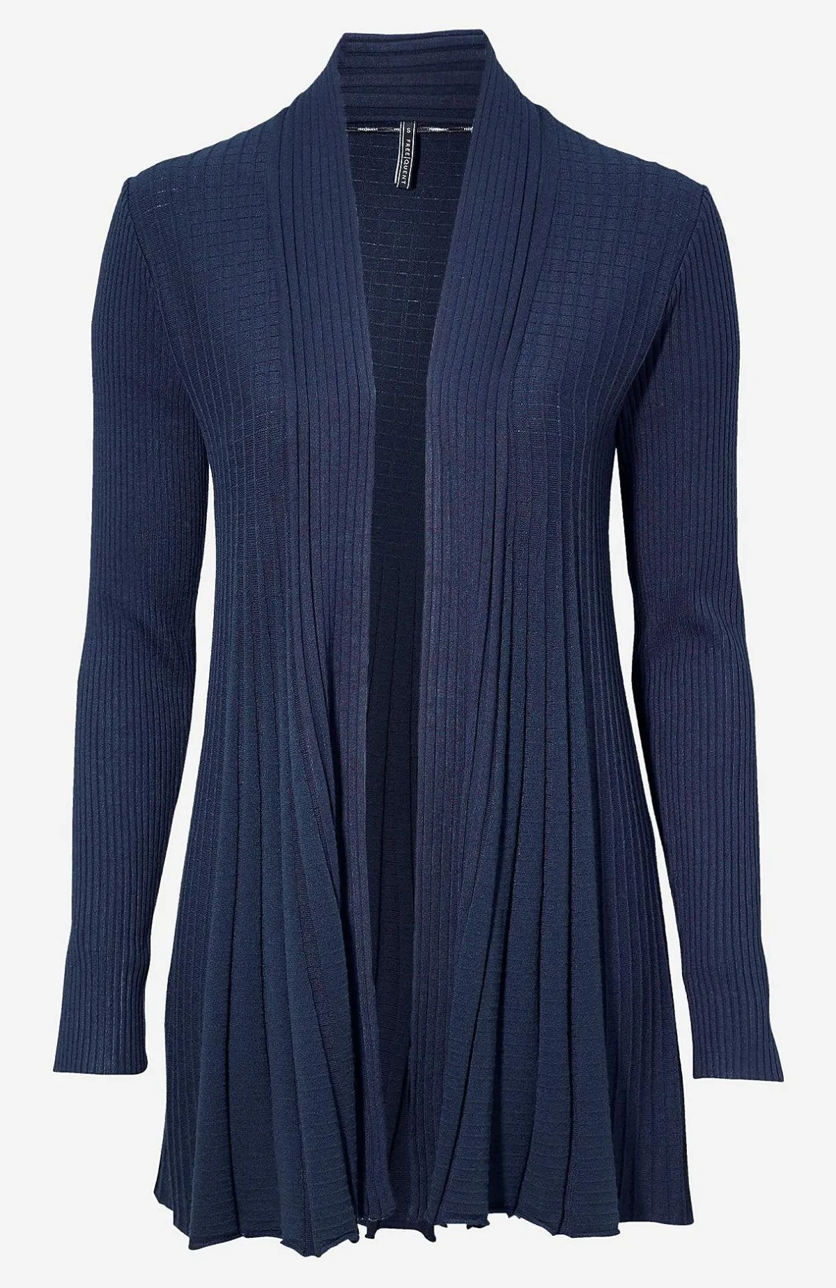 Freequent Lång, ribbad cardigan Claudisse Marin Outlet