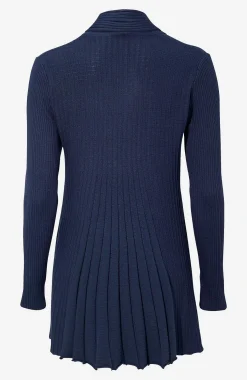 Freequent Lång, ribbad cardigan Claudisse Marin Outlet