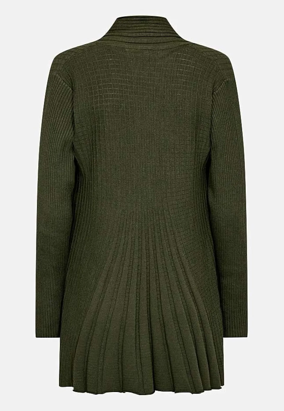 Freequent Lång, ribbad cardigan Claudisse Mörkgrön / Melerad