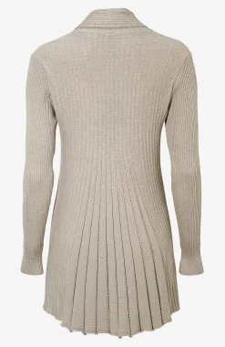 Freequent Lång, ribbad cardigan Claudisse Mörkgrön / Melerad