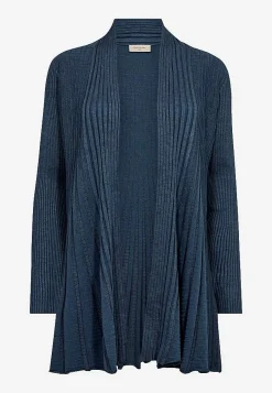 Freequent Lång, ribbad cardigan Claudisse Mörkgrön / Melerad