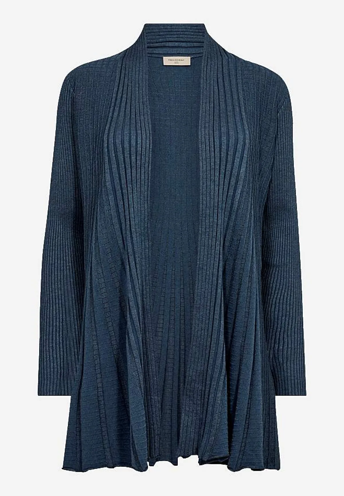 Freequent Lång, ribbad cardigan Claudisse Mörkgrön / Melerad