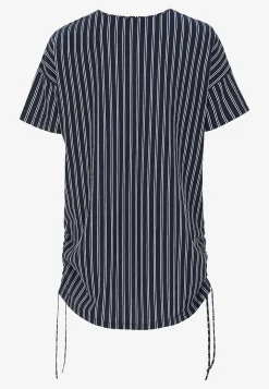 Cellbes of Sweden Lång topp med dragsko i sidorna 2-pack Marin / Randig + Marin / Enfärgad