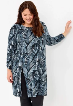 Cellbes of Sweden Lång trikåtunika med hög slits Blå / Svart / Mönstrad Outlet