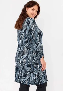 Cellbes of Sweden Lång trikåtunika med hög slits Blå / Svart / Mönstrad Outlet