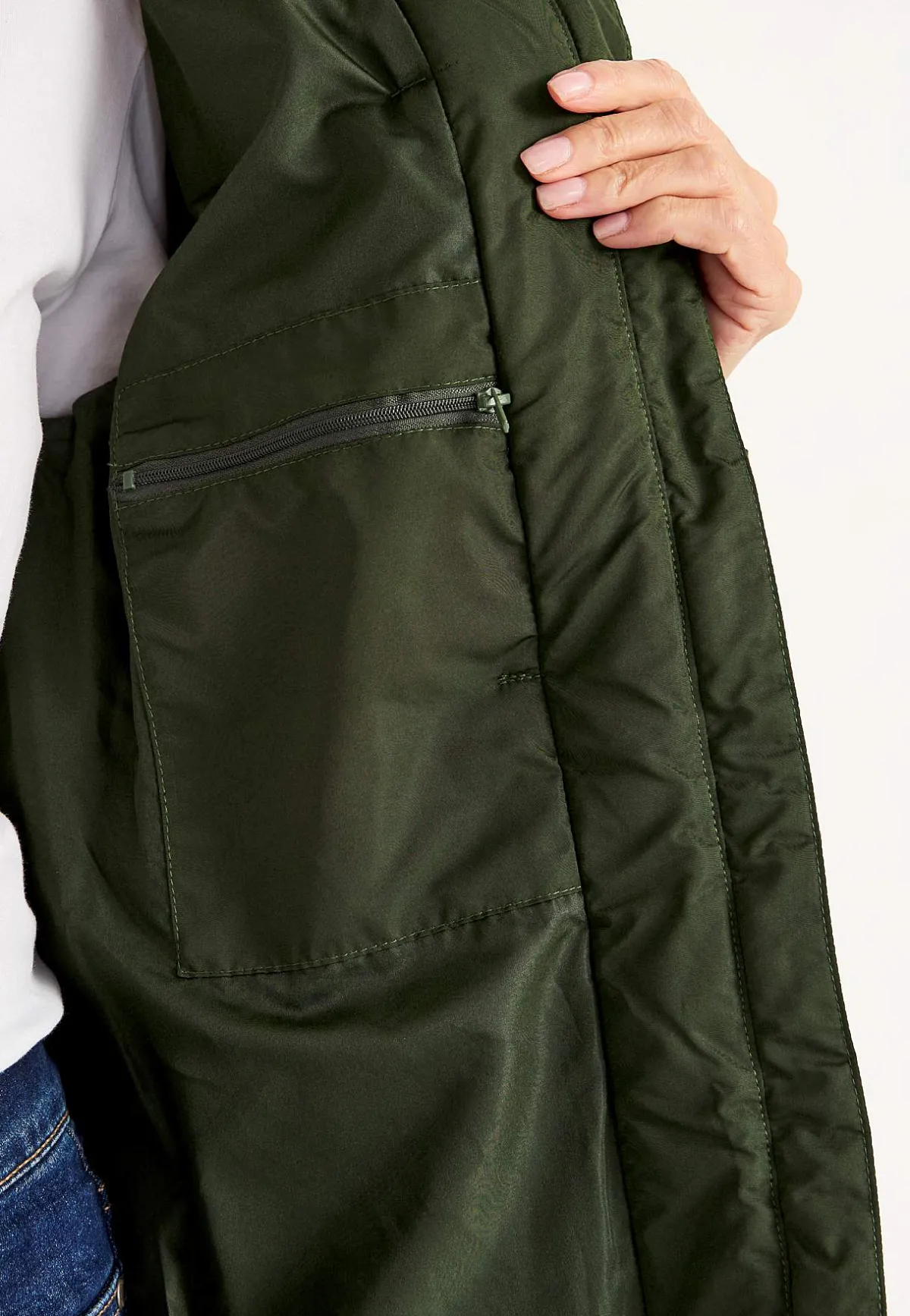 Cellbes of Sweden Lång vinterkappa Mörkgrön Sale