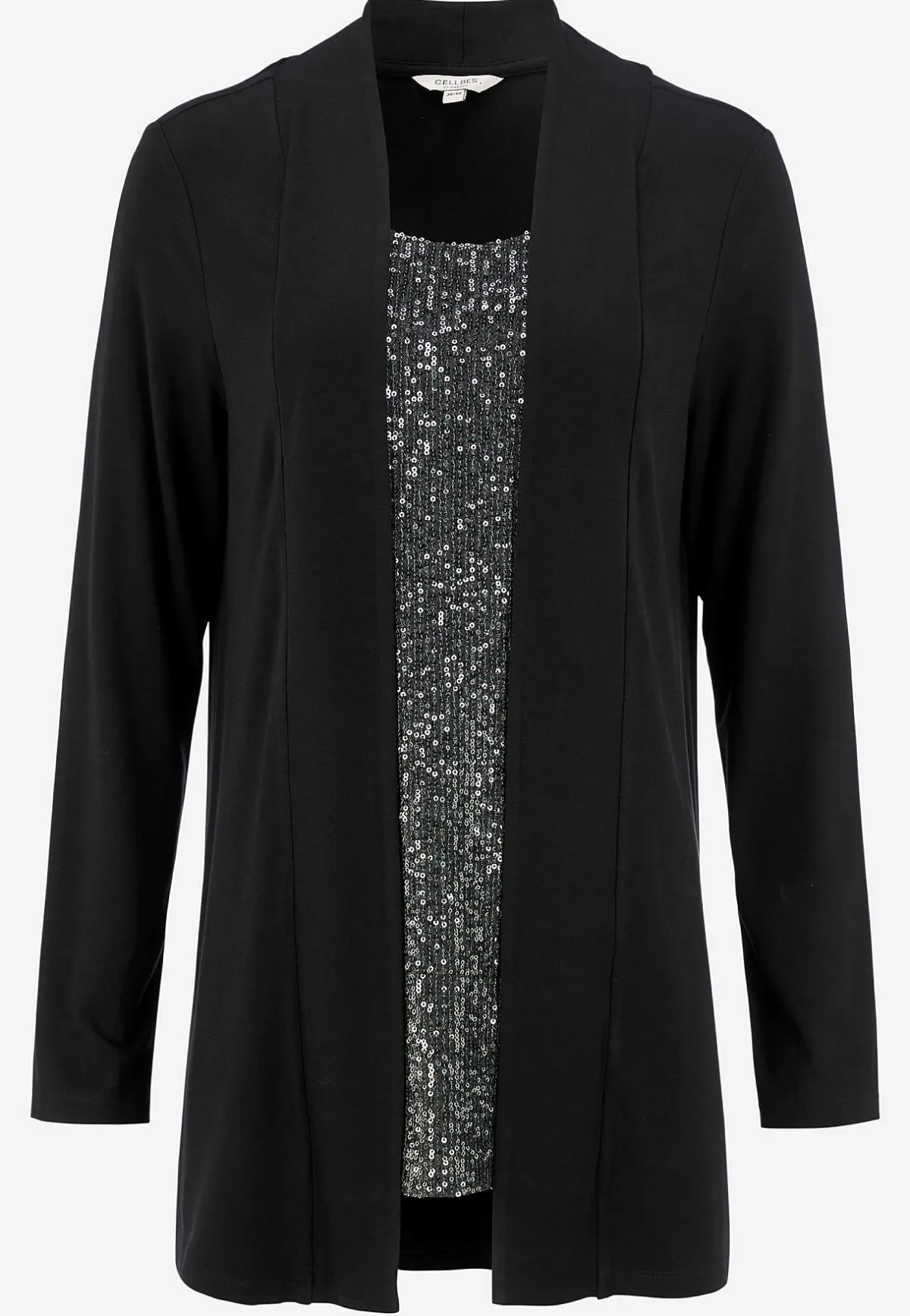 Cellbes of Sweden Långärmad 2-i-1-topp med paljetter Silvergrå Hot