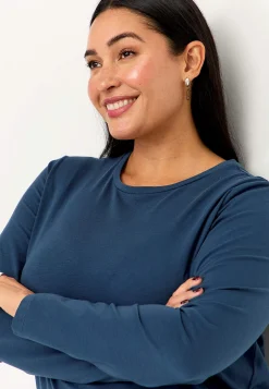 Cellbes of Sweden Långärmad trikåtopp i ekologisk bomull Mörkblå Hot