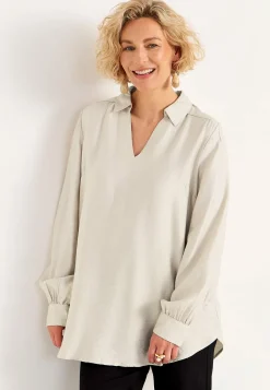 Cellbes of Sweden Långärmad, vävd tunika Beige Outlet