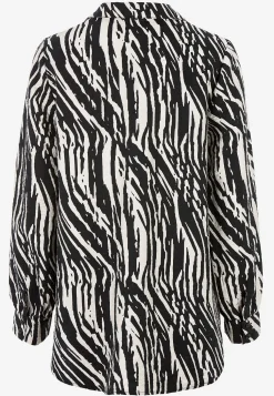 Cellbes of Sweden Långärmad, vävd tunika Svart / Beige / Mönstrad New