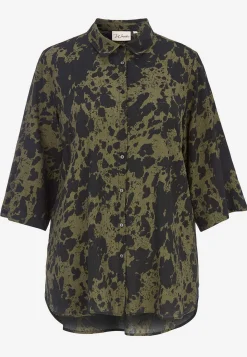 Wasabiconcept Långskjorta med crepe-kvalitet Svart / Vit / Mönstrad Sale