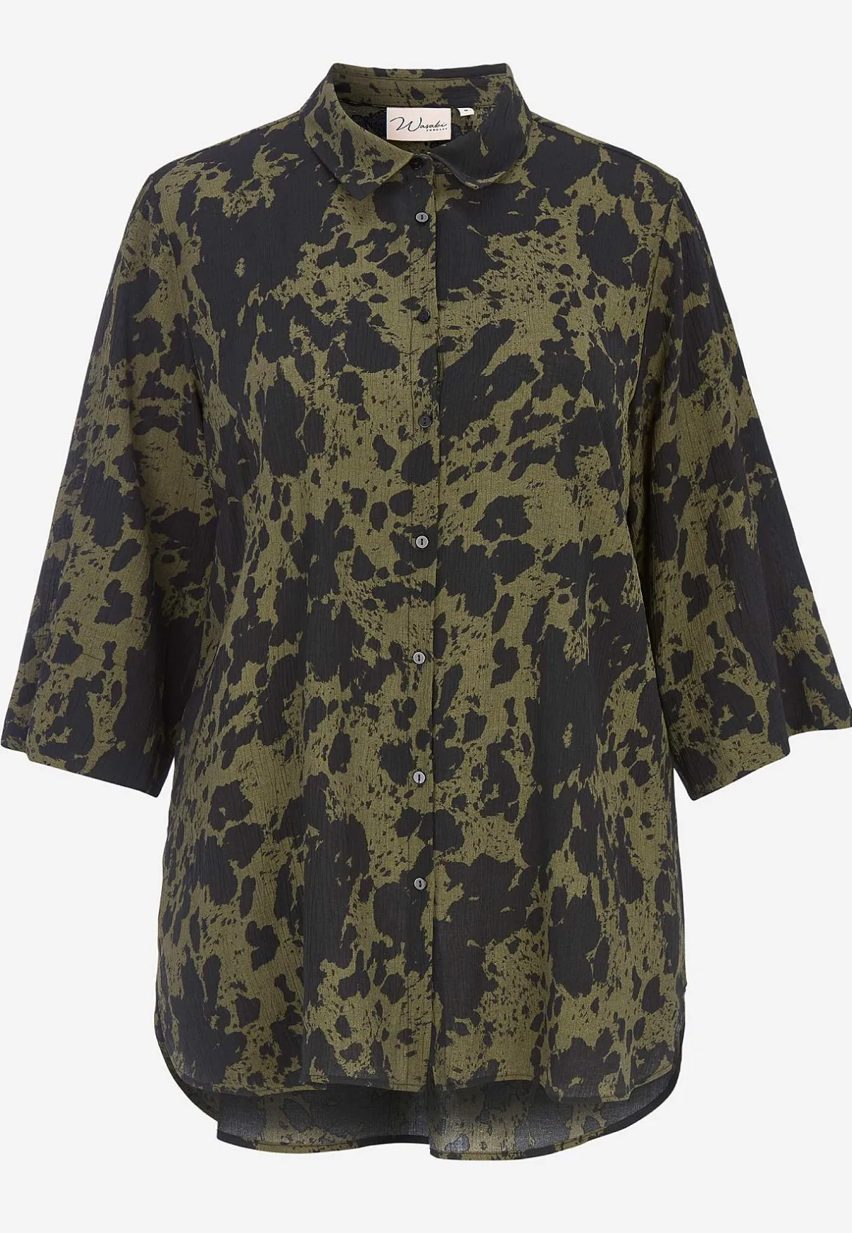 Wasabiconcept Långskjorta med crepe-kvalitet Svart / Vit / Mönstrad Sale