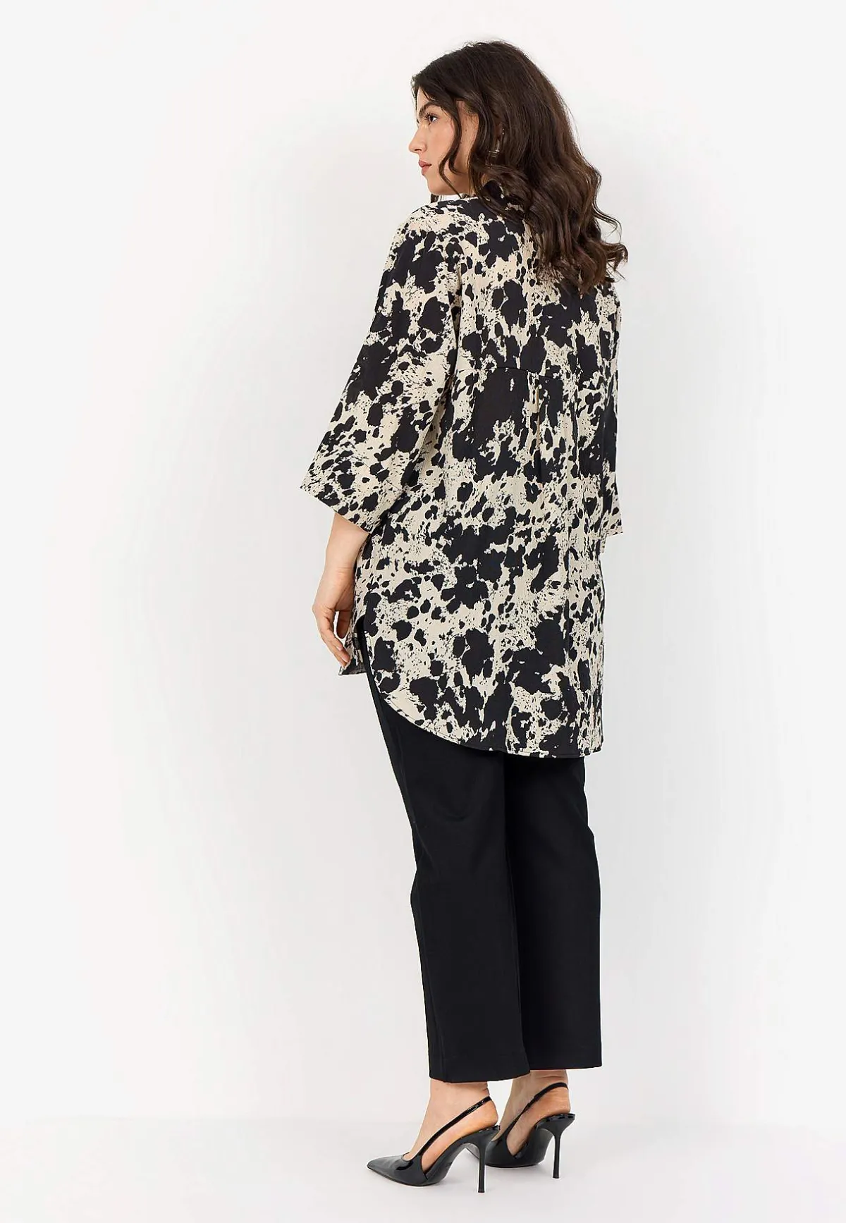 Wasabiconcept Långskjorta med crepe-kvalitet Svart / Vit / Mönstrad Sale