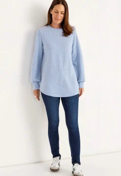 Cellbes of Sweden Mjuk trikåtröja med knappar Beata Ljusblå melange Best