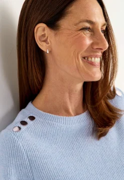 Cellbes of Sweden Mjuk trikåtröja med knappar Beata Ljusblå melange Best