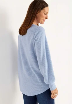 Cellbes of Sweden Mjuk trikåtröja med knappar Beata Ljusblå melange Best