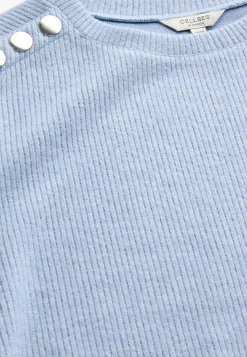 Cellbes of Sweden Mjuk trikåtröja med knappar Beata Ljusblå melange Best