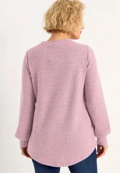 Cellbes of Sweden Mjuk trikåtröja med knappar Beata Rosa / Melerad