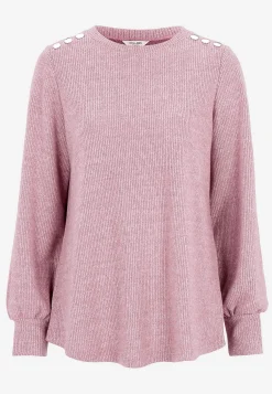 Cellbes of Sweden Mjuk trikåtröja med knappar Beata Rosa / Melerad