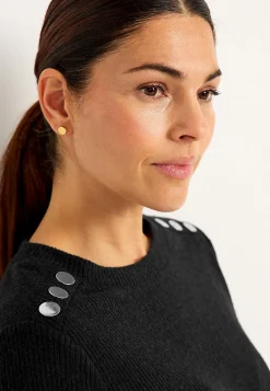 Cellbes of Sweden Mjuk trikåtröja med knappar Beata Svart Discount