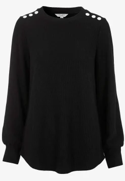 Cellbes of Sweden Mjuk trikåtröja med knappar Beata Svart Discount