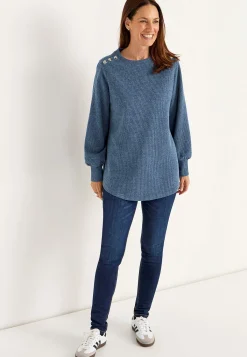 Cellbes of Sweden Mjuk trikåtröja med knappar Beata Blåmelange Online