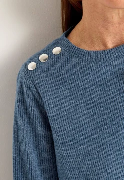 Cellbes of Sweden Mjuk trikåtröja med knappar Beata Blåmelange Online