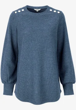 Cellbes of Sweden Mjuk trikåtröja med knappar Beata Blåmelange Online