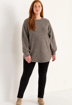 Cellbes of Sweden Mjuk trikåtröja med knappar Beata Nougatmelange New