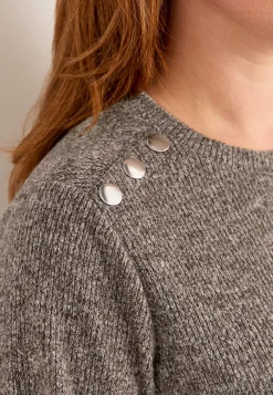 Cellbes of Sweden Mjuk trikåtröja med knappar Beata Nougatmelange New