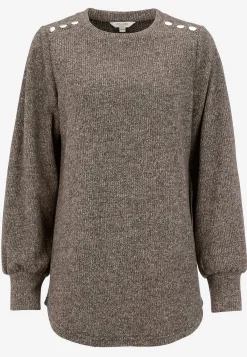 Cellbes of Sweden Mjuk trikåtröja med knappar Beata Nougatmelange New