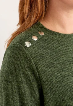 Cellbes of Sweden Mjuk trikåtröja med knappar Beata Grönmelange Online