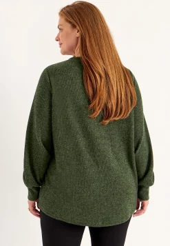 Cellbes of Sweden Mjuk trikåtröja med knappar Beata Grönmelange Online