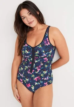 Cellbes of Sweden Mönstrad baddräkt med dragkedja Svart / Mönstrad Discount