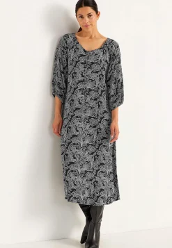 Cellbes of Sweden Mönstrad klänning med knappar Svart / Paisley Outlet