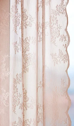 Cellbes of Sweden Mönstrad spetsgardin 2-pack Dimrosa New