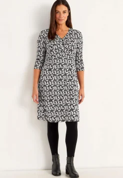 Cellbes of Sweden Mönstrad trikåklänning Svart / Mönstrad Outlet