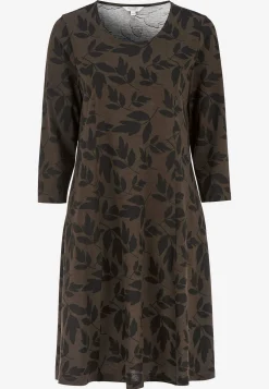 Cellbes of Sweden Mönstrad trikåklänning med fickor Brun / Svart / Mönstrad Online