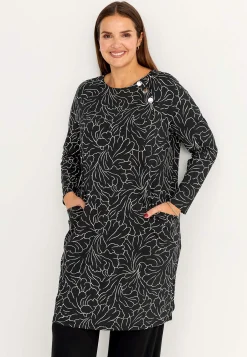 Cellbes of Sweden Mönstrad trikåklänning med fickor Svart / Beige / Mönstrad Online