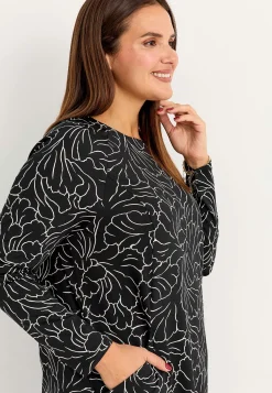 Cellbes of Sweden Mönstrad trikåklänning med fickor Svart / Beige / Mönstrad Online