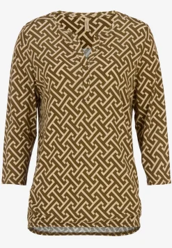 Soyaconcept Mönstrad trikåtopp Olivgrön/Beige/Mönstrad