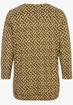 Soyaconcept Mönstrad trikåtopp Olivgrön/Beige/Mönstrad