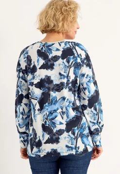 Cellbes of Sweden Mönstrad trikåtopp med breda muddar Blå / Mönstrad Hot