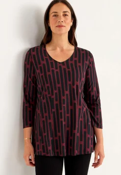 Cellbes of Sweden Mönstrad trikåtunika Vinröd / Mönstrad Discount