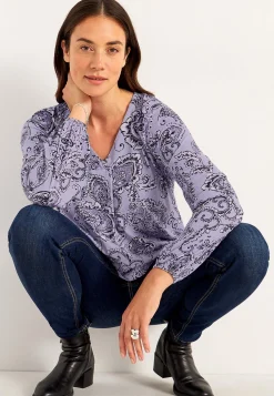 Cellbes of Sweden Mönstrad trikåtunika med dekorativt veck Lila / Paisley Hot