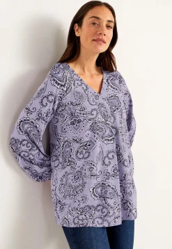 Cellbes of Sweden Mönstrad trikåtunika med dekorativt veck Lila / Paisley Hot