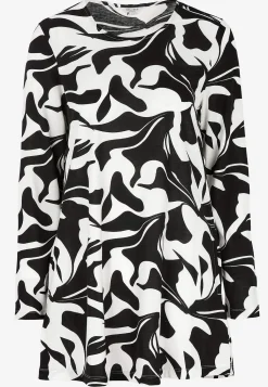 Cellbes of Sweden Mönstrad trikåtunika med fickor Svart / Vit / Mönstrad Clearance