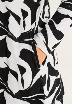 Cellbes of Sweden Mönstrad trikåtunika med fickor Svart / Vit / Mönstrad Clearance