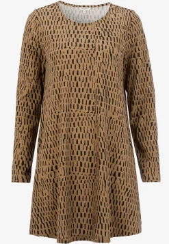 Cellbes of Sweden Mönstrad trikåtunika med fickor Kamel/Svart/Mönstrad Sale